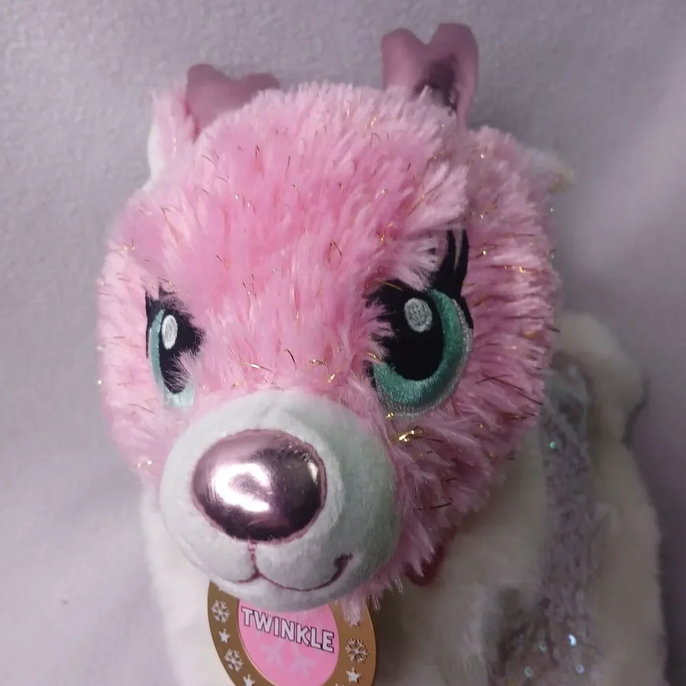 2016 Build a Bear Twinkle Pink Reindeer Sequin Cape Leopard Print Bottoms Preown